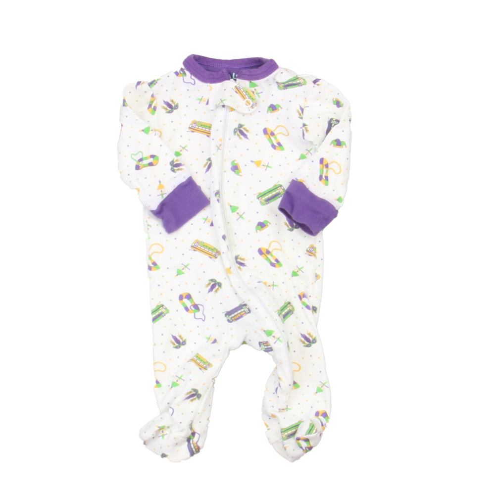 La Luna Boys White | Purple Pima Pajamas size: Newborn